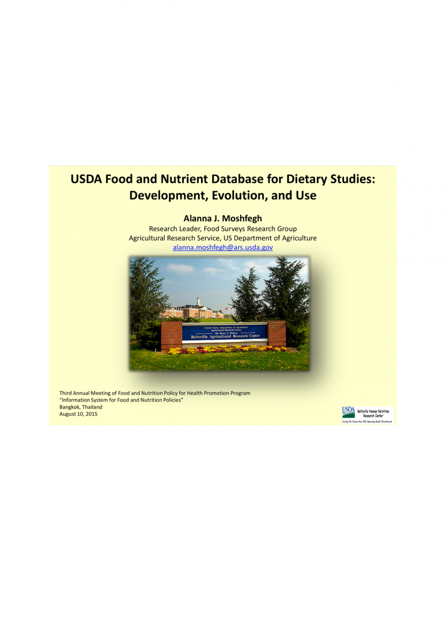 USDA Food and Nutrient Database for Dietary Studies : Development, Evolution and Use